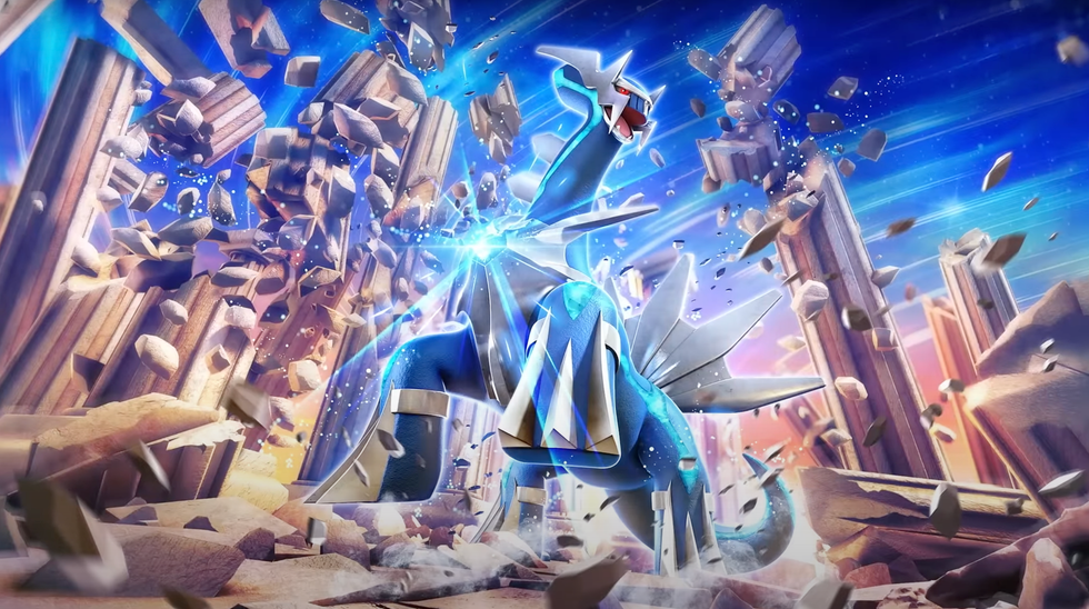 A screenshot of Dialga artwork from the most recent Pokemon TCG Pocket booster packs