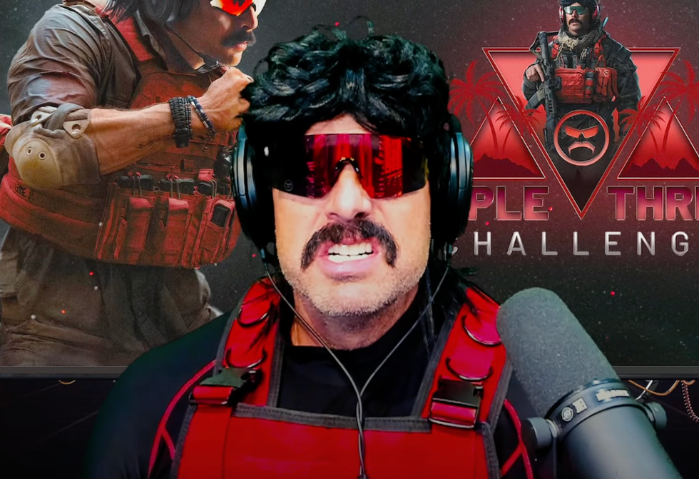 A screenshot of Dr Disrespect during his Triple Threat Challenge Ep 3 stream