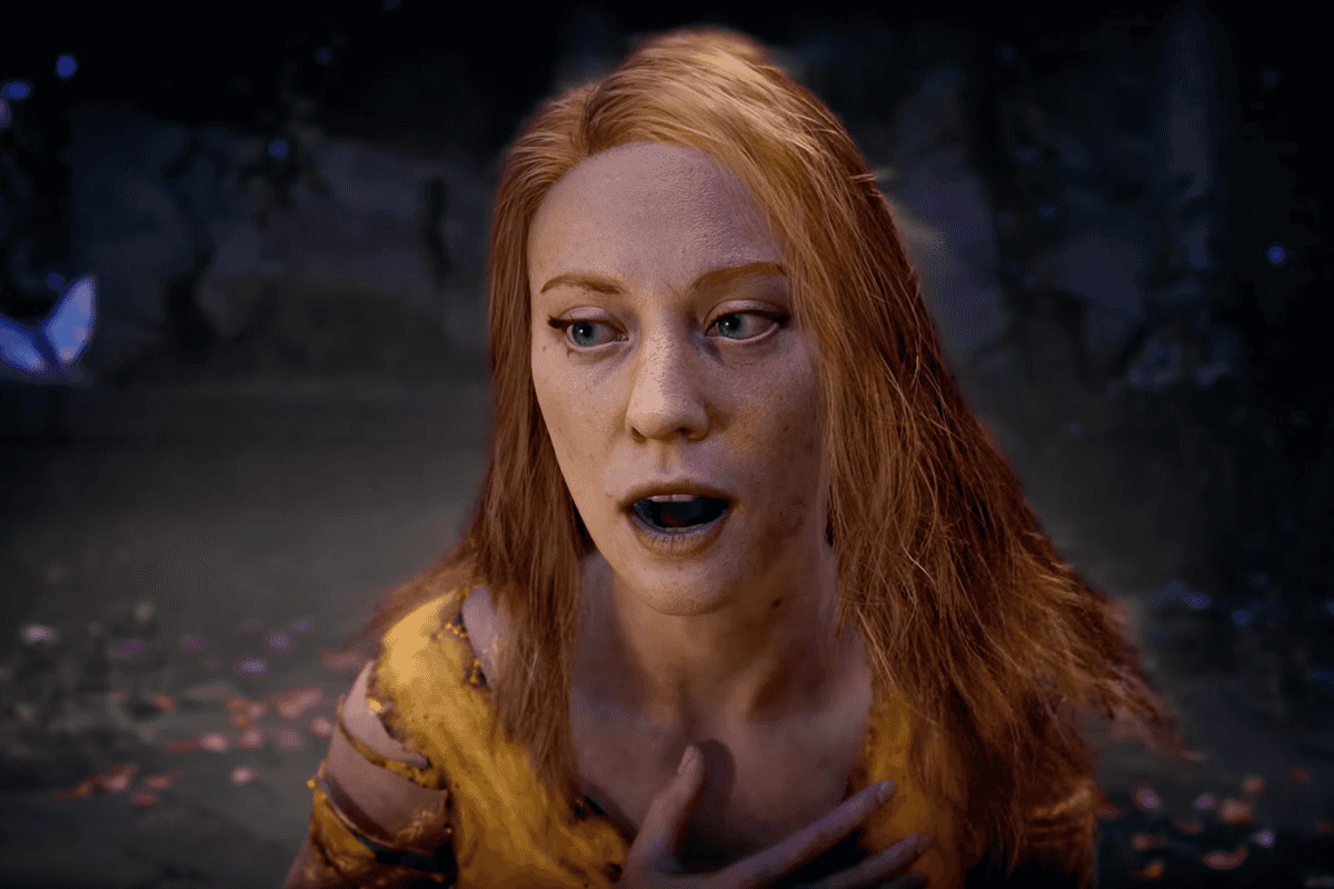 A screenshot of Faye from the God of War Laufey gameplay reveal trailer