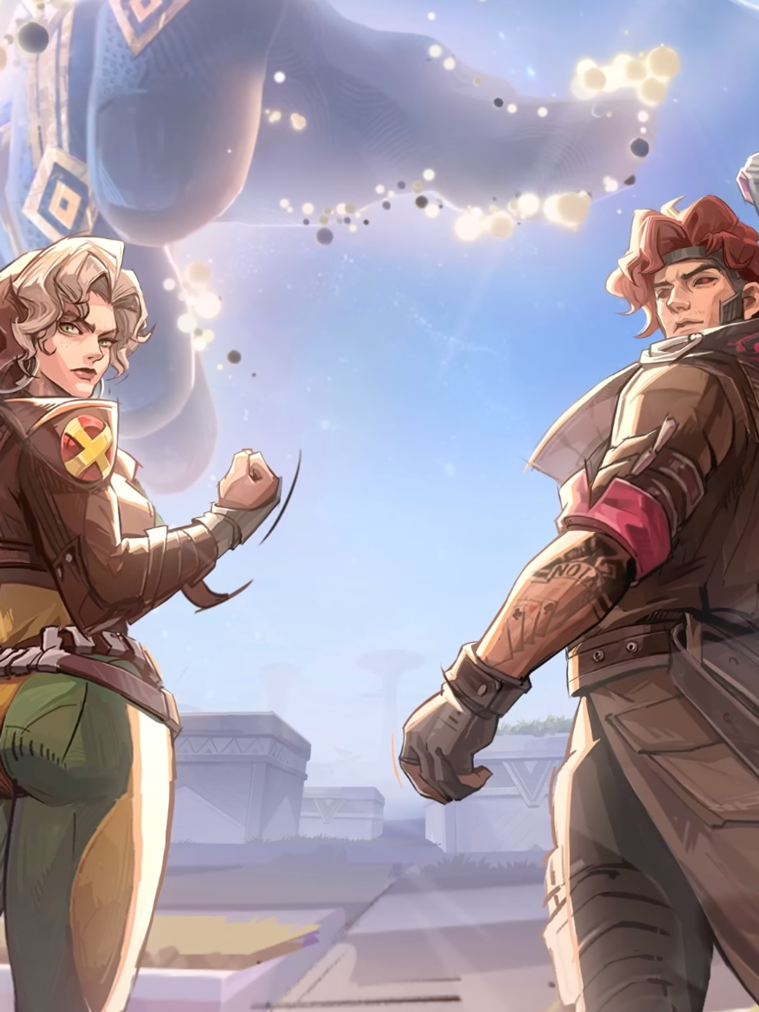 A screenshot of Gambit and Rogue from the Marvel Rivals Season 5 trailer
