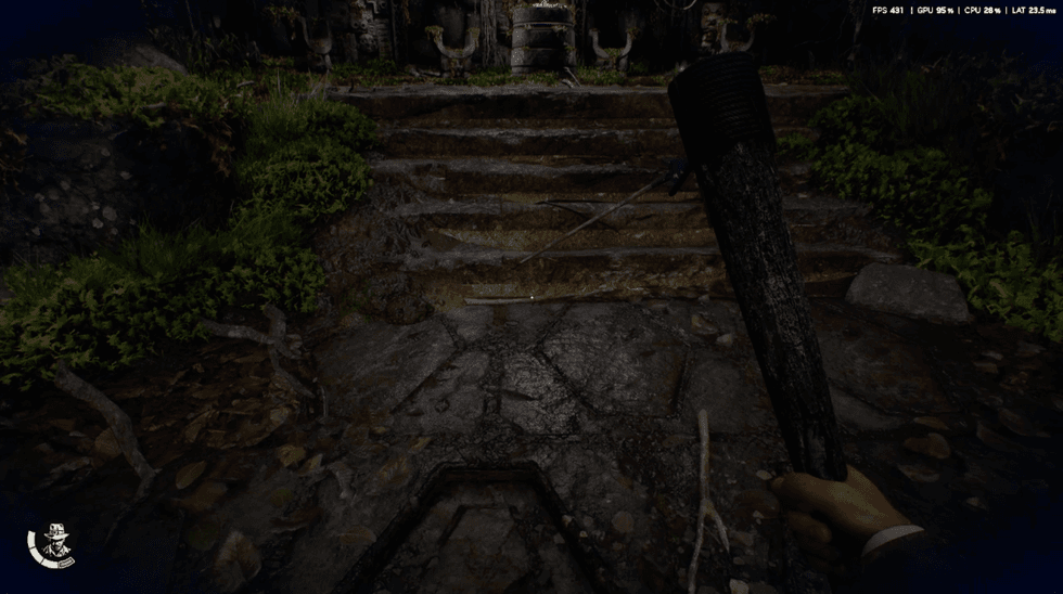 A screenshot of Indiana Jones and the Great Circle running on PC with Nvidia DLSS 4.5