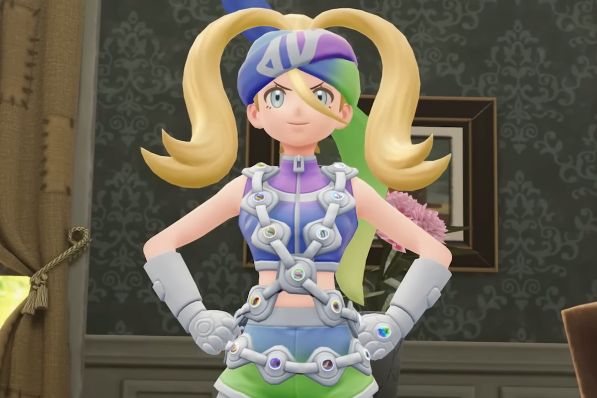 A screenshot of Korrina from Pokemon Legends Z-A Mega Dimensions DLC trailer