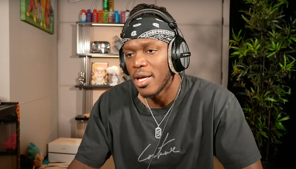 A screenshot of KSI in his video called 'THE HATE ON MY MUSIC IS FORCED'