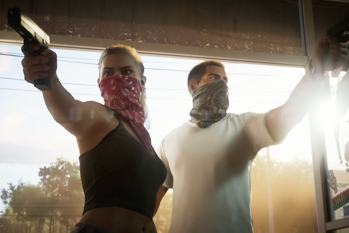 A screenshot of Lucia and Jason from GTA 6 trailer 1