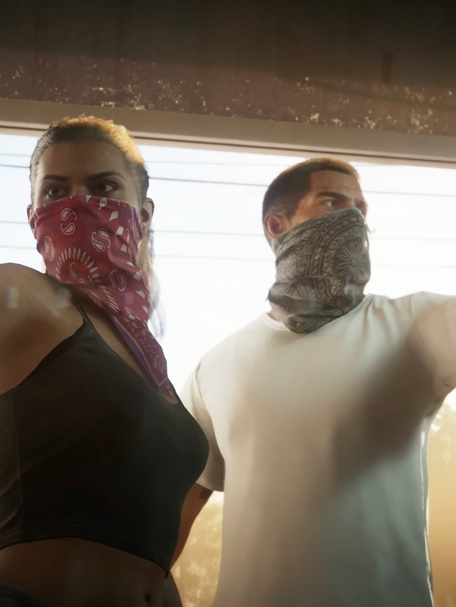 A screenshot of Lucia and Jason from GTA 6 trailer 1