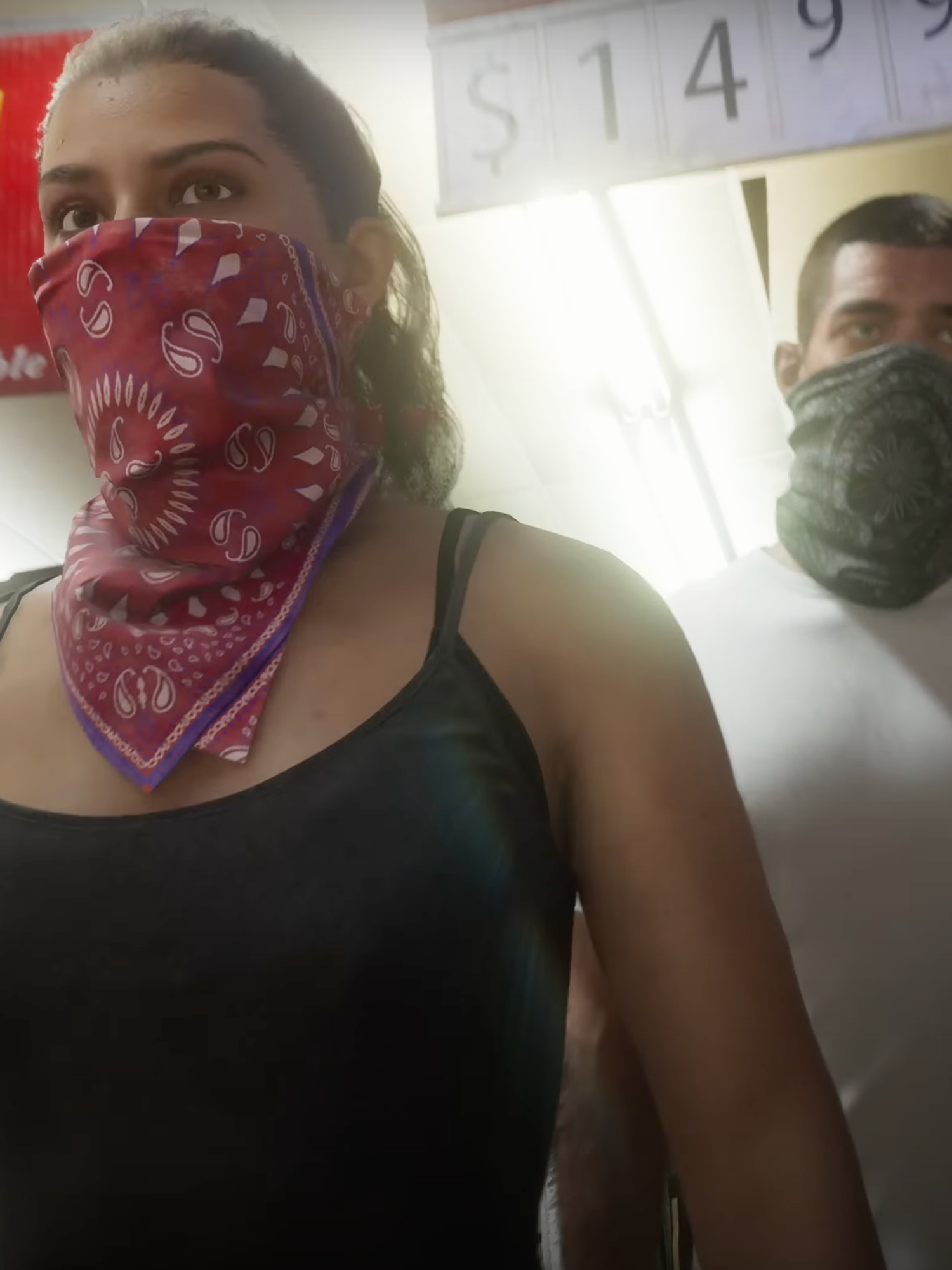 A screenshot of Lucia and Jason from the GTA 6 trailer