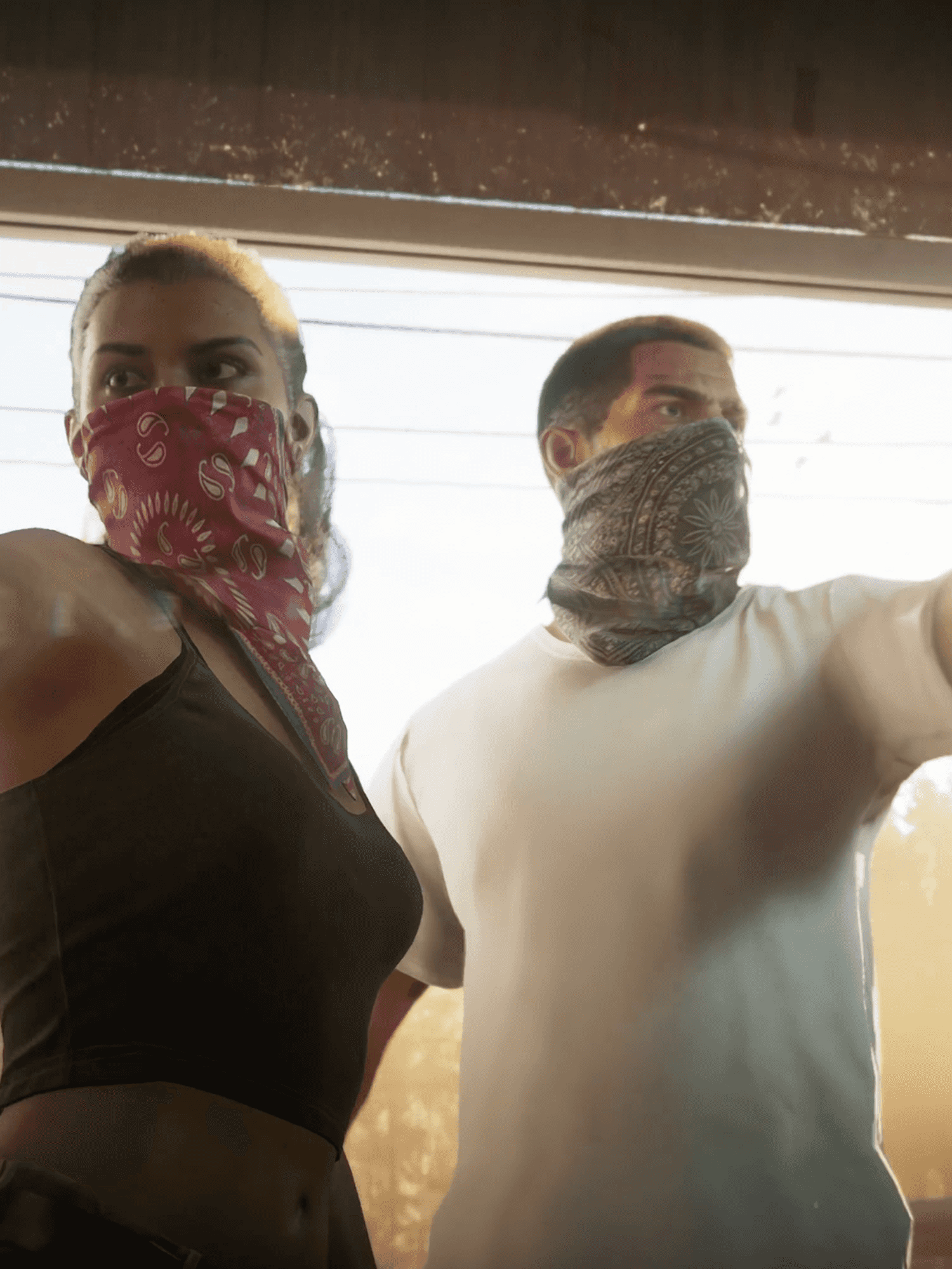 A screenshot of Lucia and Jason from the GTA 6 trailer