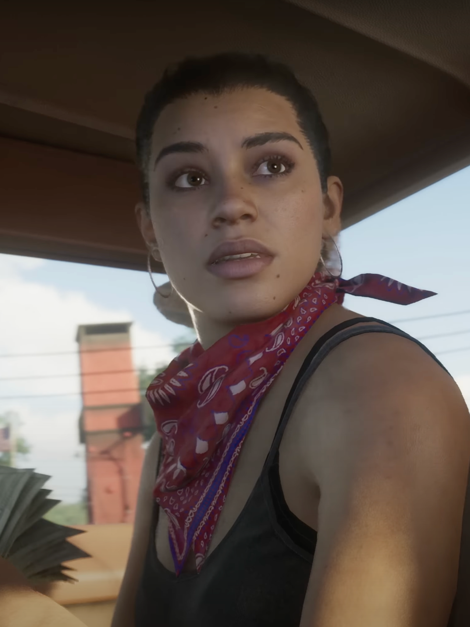 A screenshot of Lucia from the GTA 6 trailer