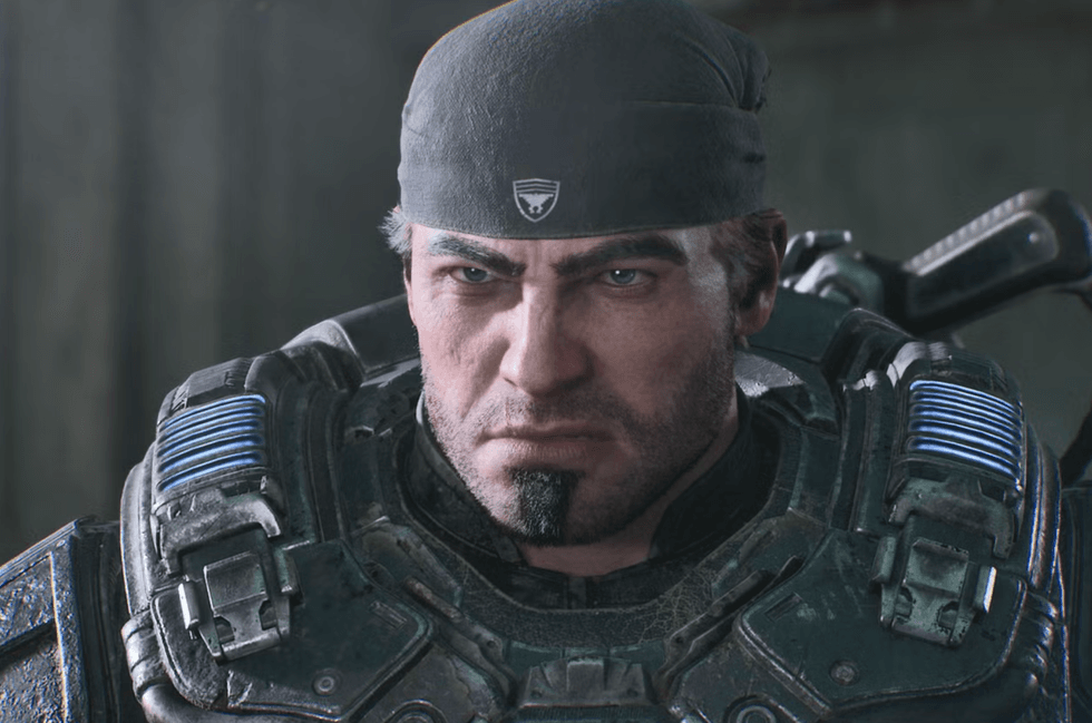 A screenshot of Marcus Fenix in Gears of War: E-Day