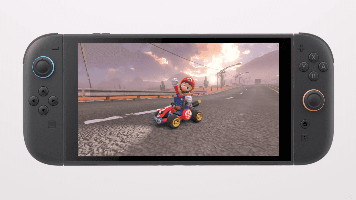 A screenshot of Mario Kart World on the Nintendo Switch 2 console from the Switch 2 launch trailer