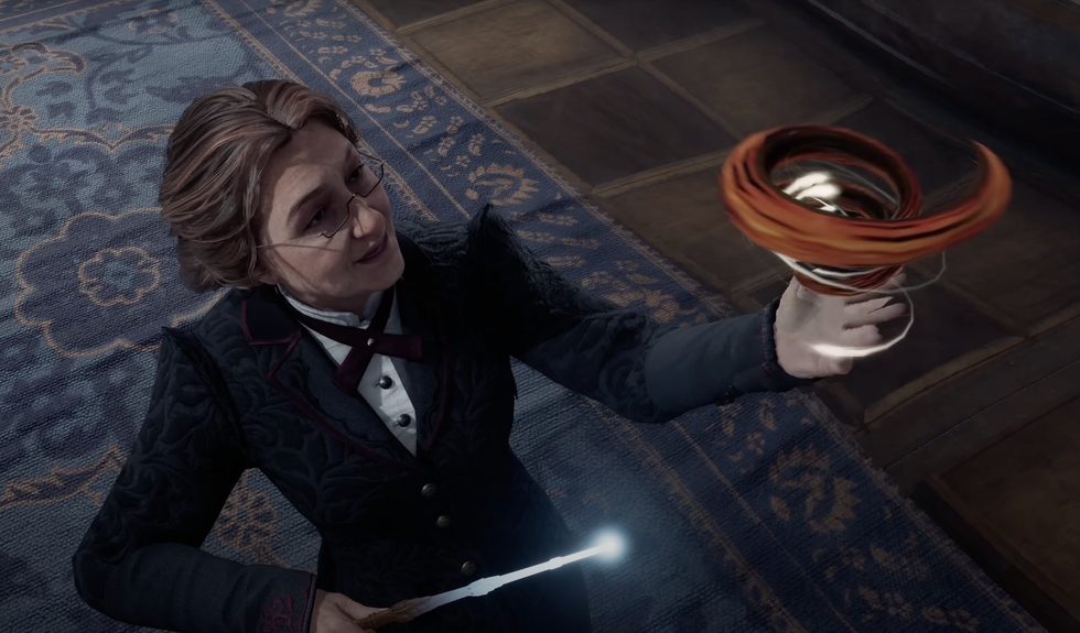 A screenshot of Matilda Weasley from a Hogwarts Legacy trailer