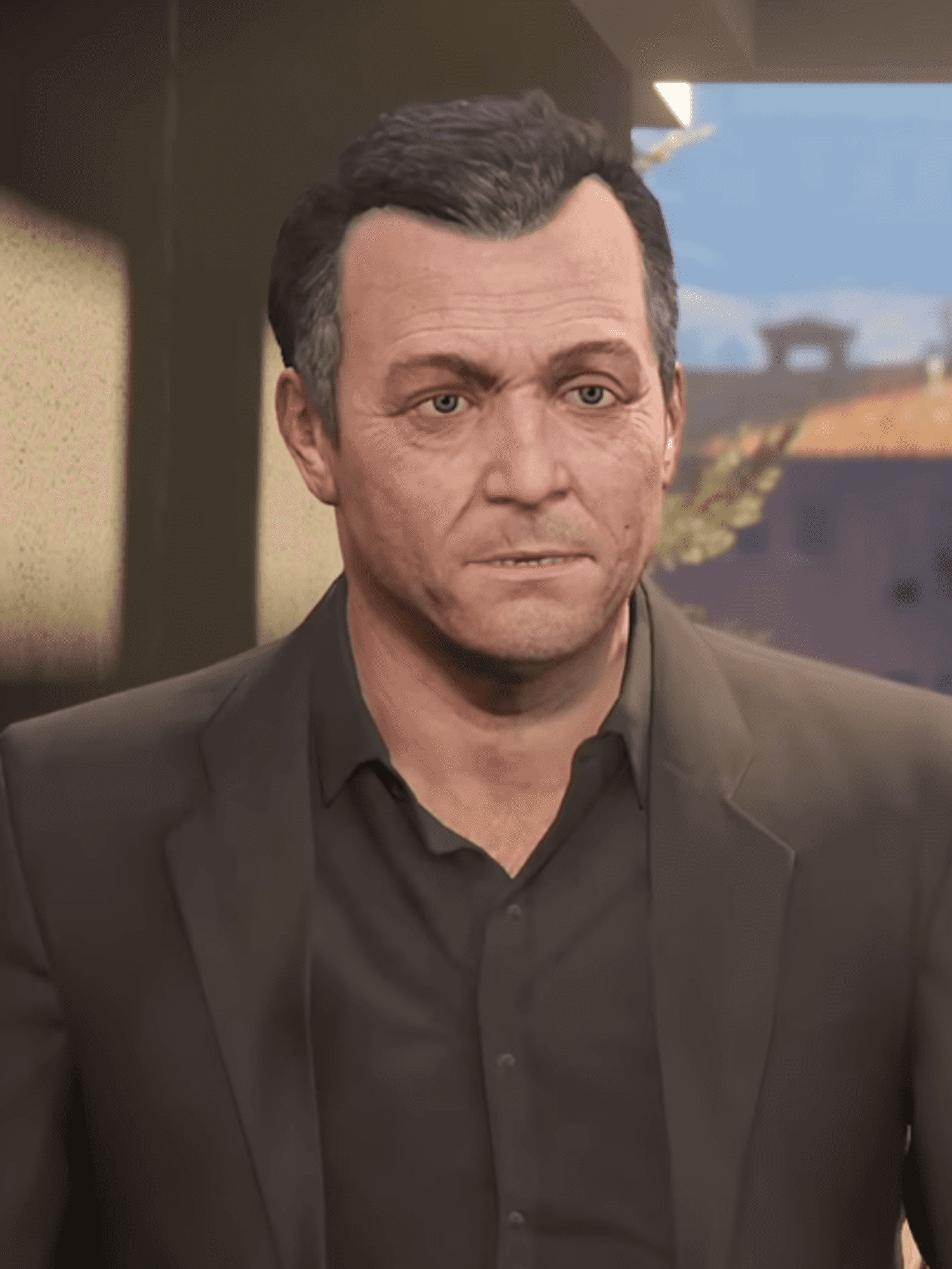 A screenshot of Michael de Santa in GTA Online A Safehouse In the Hills update