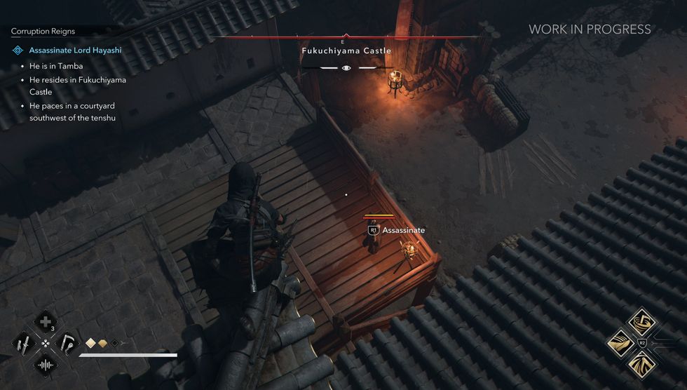 A screenshot of Naoe gameplay in Assassin's Creed Shadows