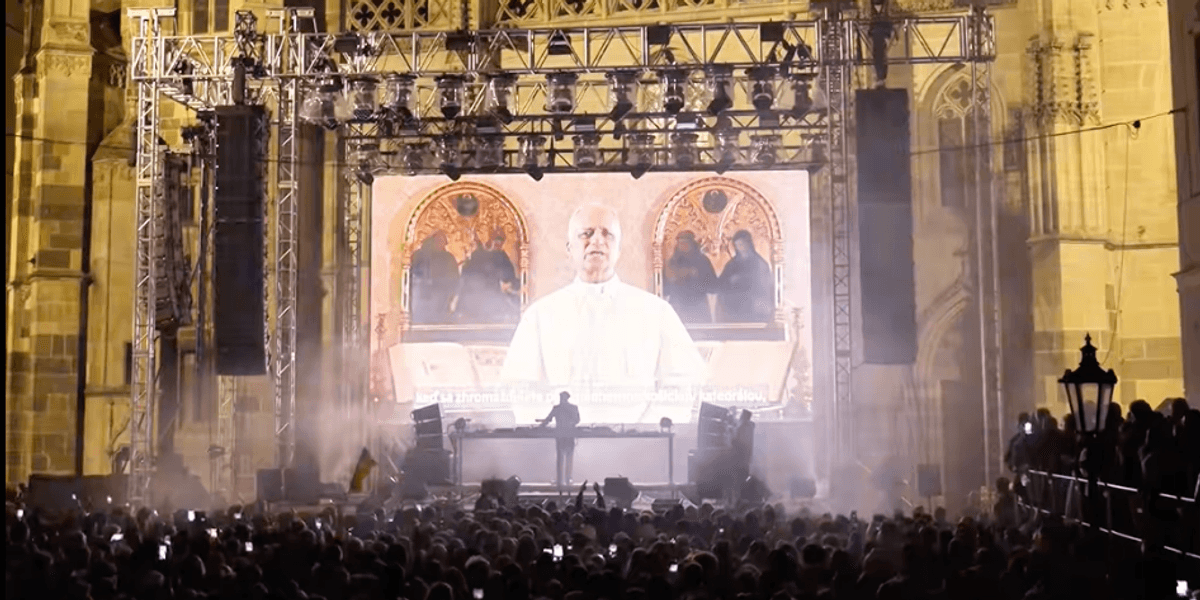 Watch moment Pope Leo makes guest appearance at a cathedral rave | indy100