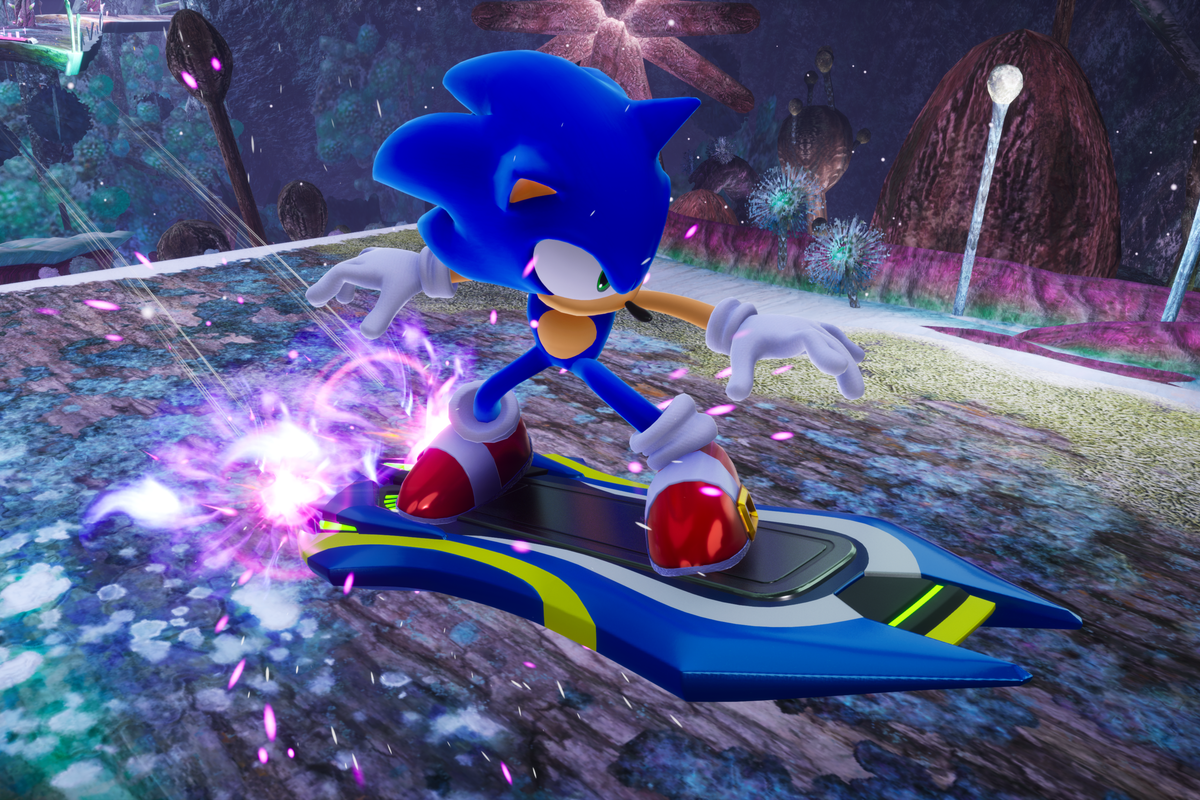 A screenshot of Sonic in Sonic Racing: CrossWorlds