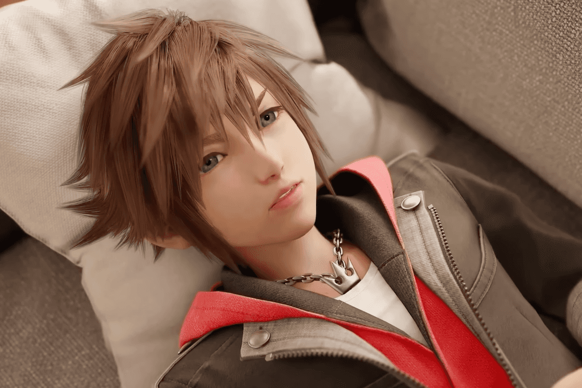 A screenshot of Sora from the Kingdom Hearts 4 reveal trailer