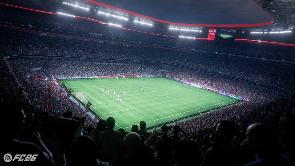 A screenshot of the Allianz Arena in EA Sports FC 26