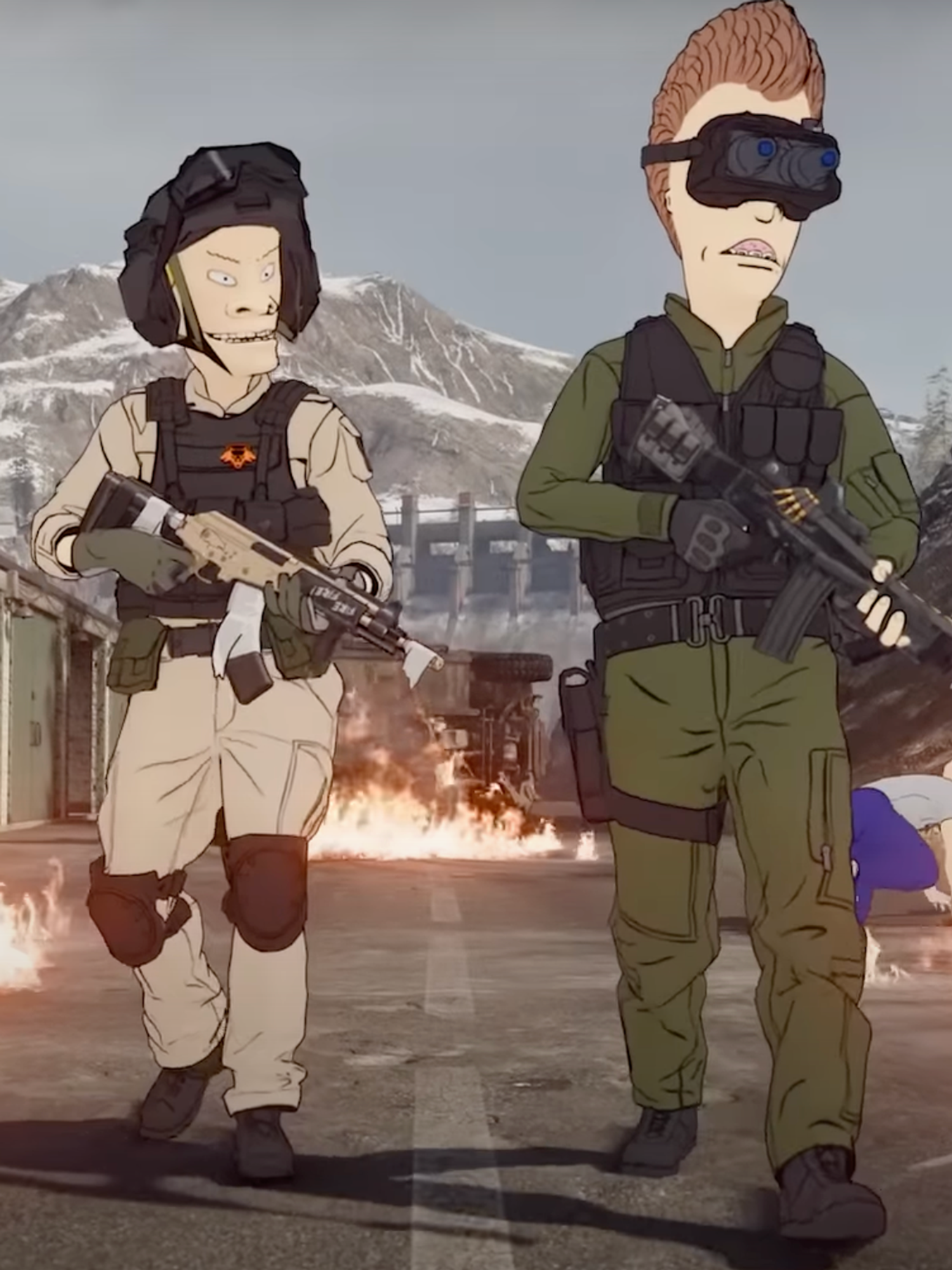 A screenshot of the Beavis and Butt-Head skins from a Call of Duty Black Ops 6 trailer
