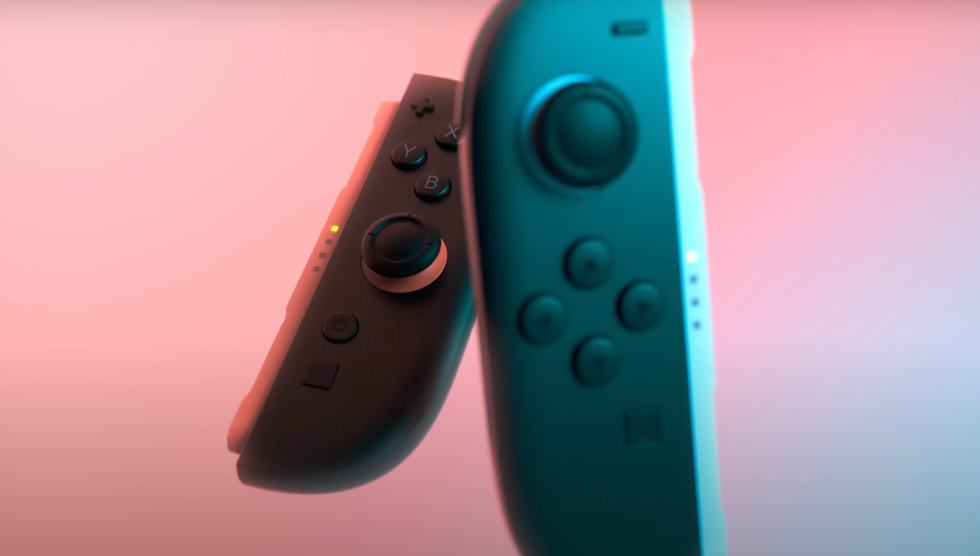 A screenshot of the Joy-Cons from the Nintendo Switch 2 reveal trailer