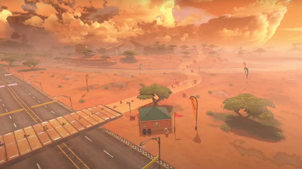 A screenshot of the long stretches between circuits in Mario Kart World