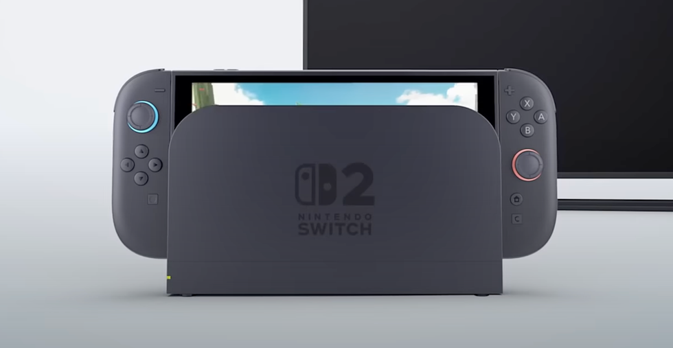 A screenshot of the Nintendo Switch 2 console from an intro trailer
