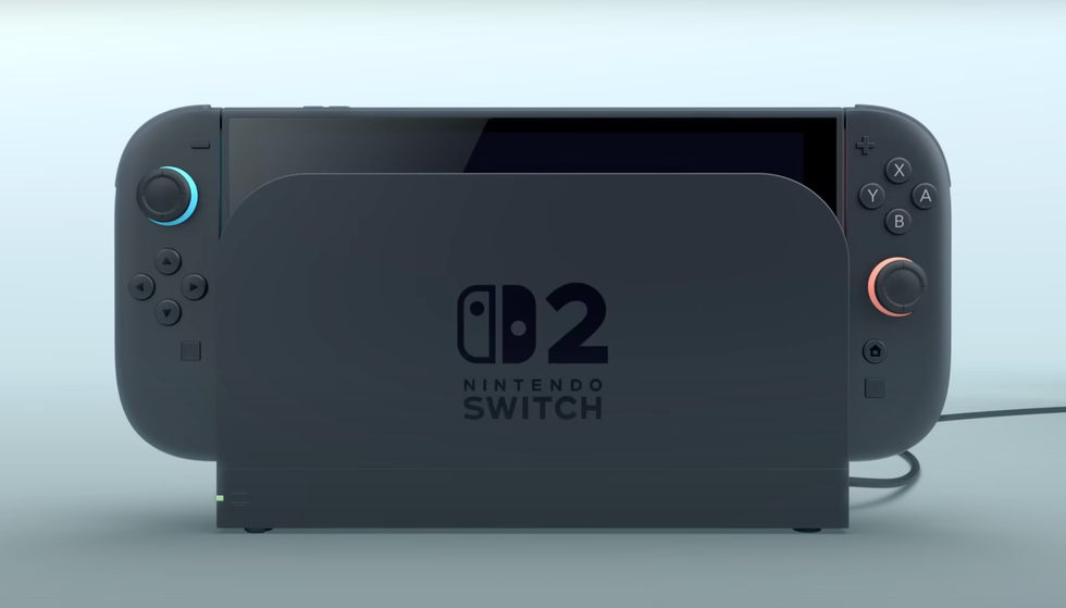 A screenshot of the Nintendo Switch 2 console from the first look trailer