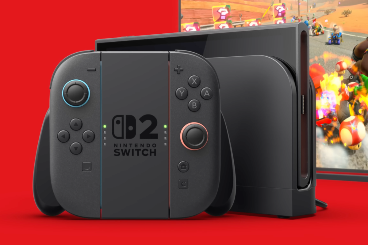 A screenshot of the Nintendo Switch 2 console from the launch trailer