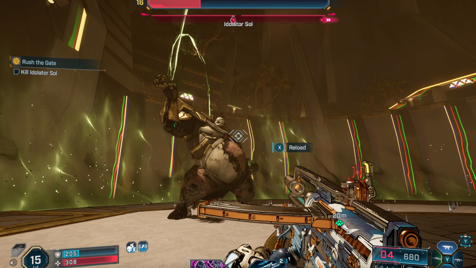 A screenshot of the Sol boss battle in Borderlands 4