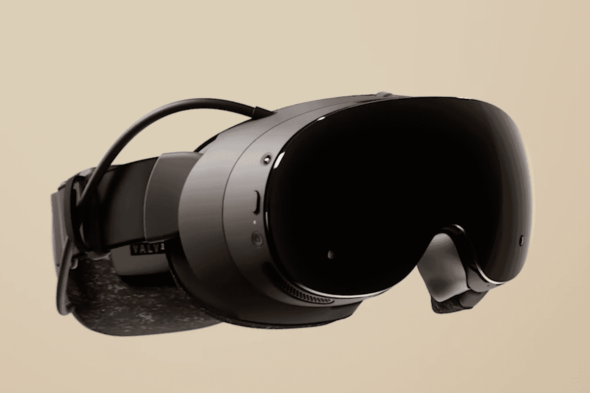 A screenshot of the Steam Frame VR headset from Valve's hardware reveal trailer