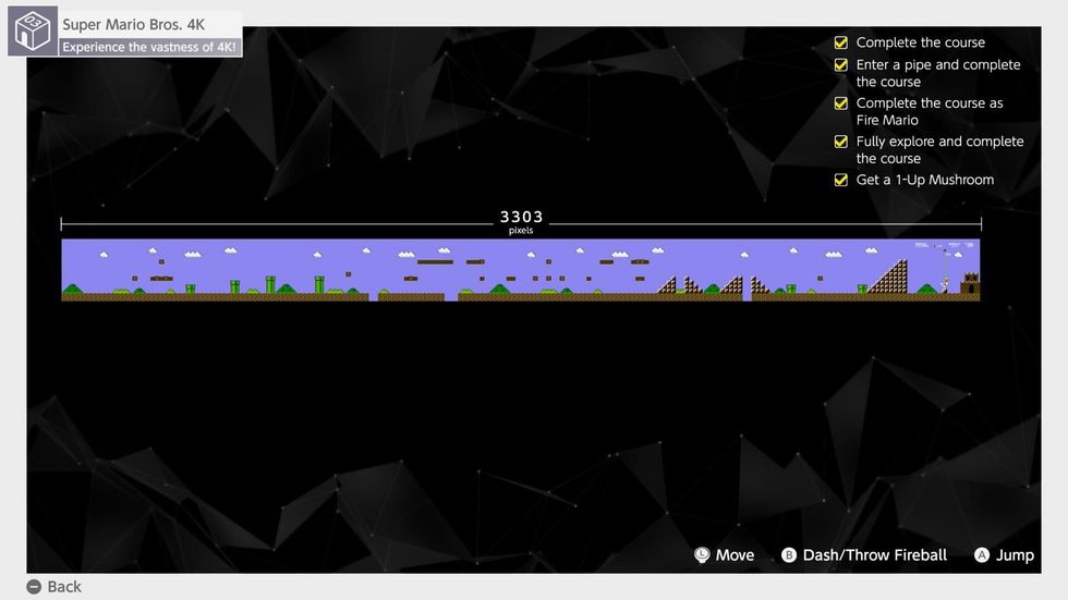 A screenshot of the Super Mario Bros 2k tech demo in Nintendo Switch 2 Welcome Tour