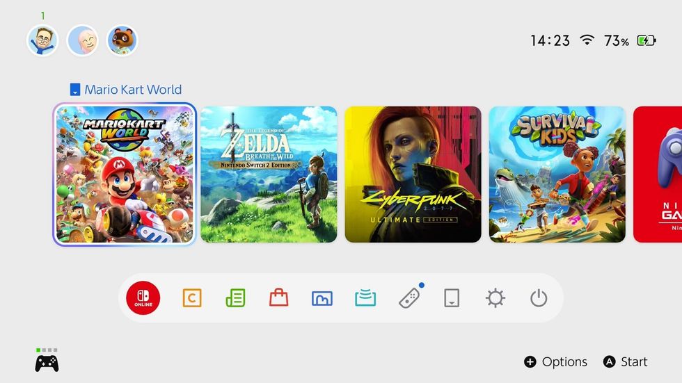 A screenshot of the Switch 2 UI