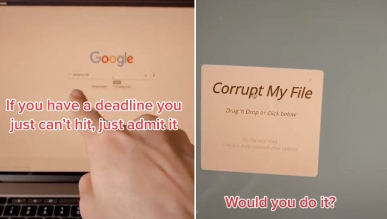 <p>A screenshot of the video shows how you can cheat your way out of a deadline</p>