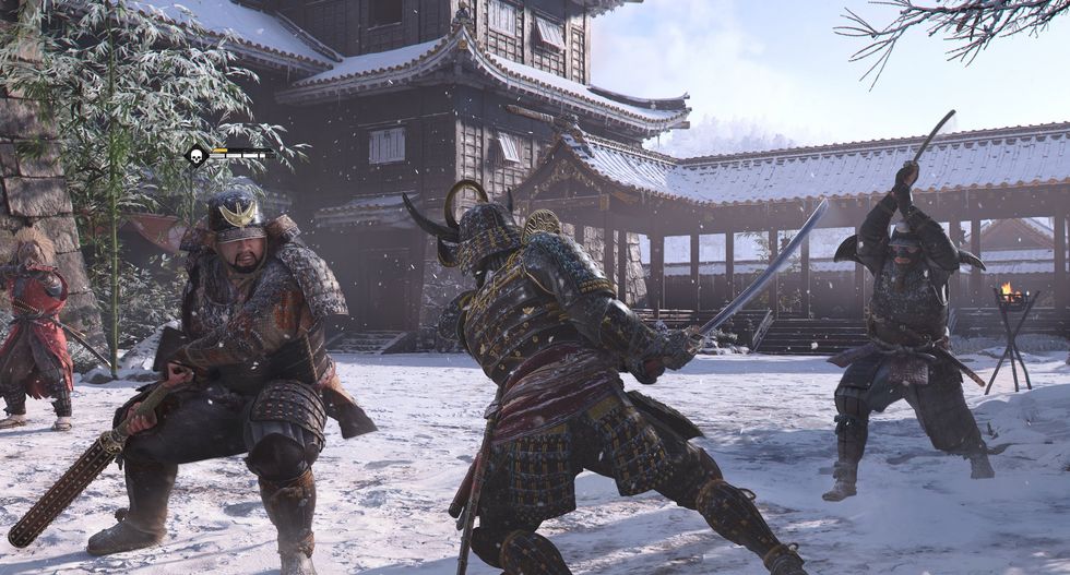 A screenshot of Yasuke in combat in Assassin's Creed Shadows