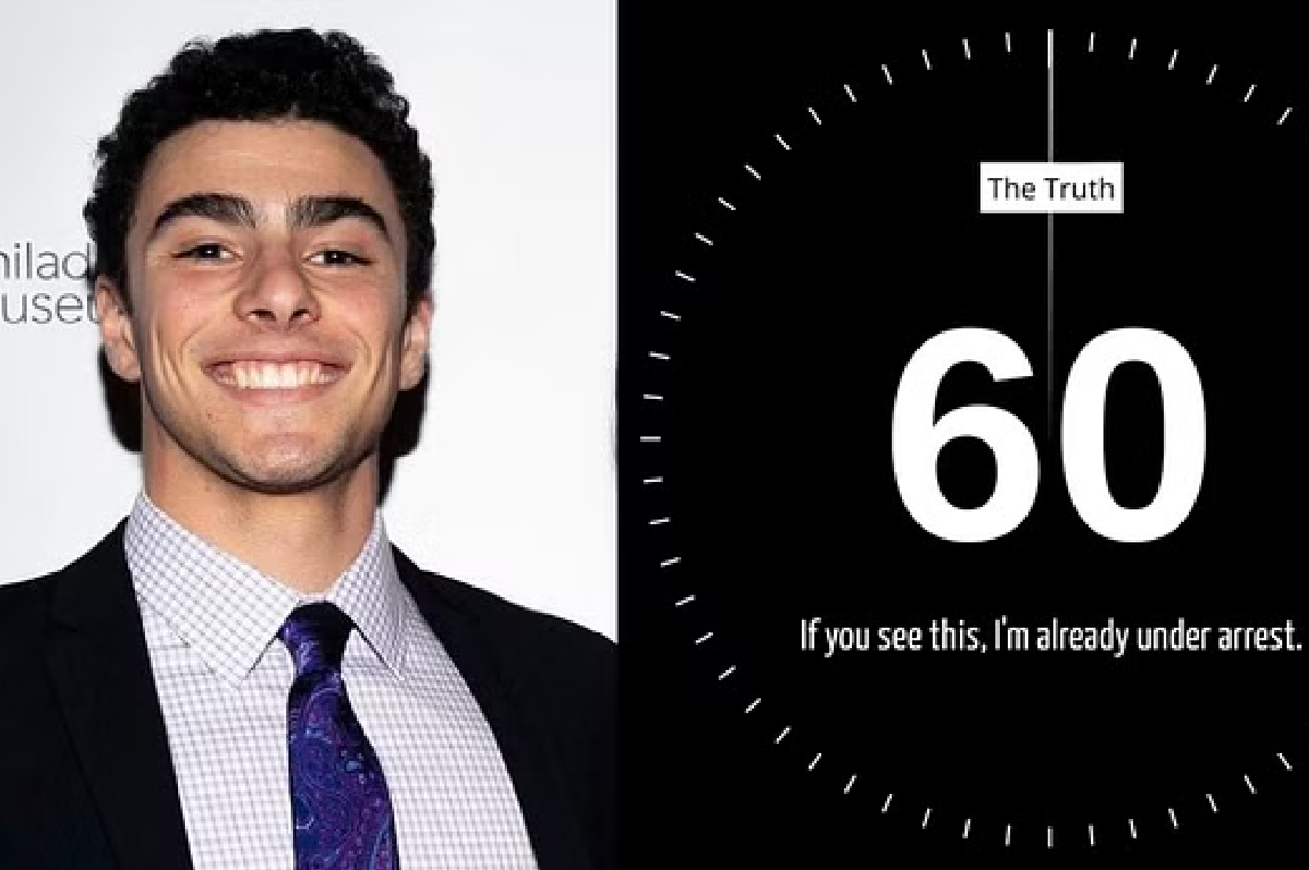 A side-by-side image of Luigi Mangione and a hoax video counting down the time to 'the truth'