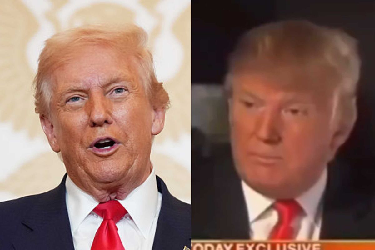 A side by side of Donald Trump, one picture from 2025 and another from a 2011 interview with NBC