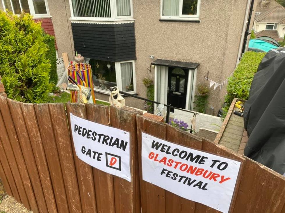 A sign welcoming visitors to Linsey and Robin Thomas' homemade Glastonbury festival (Linsey Thomas/PA)