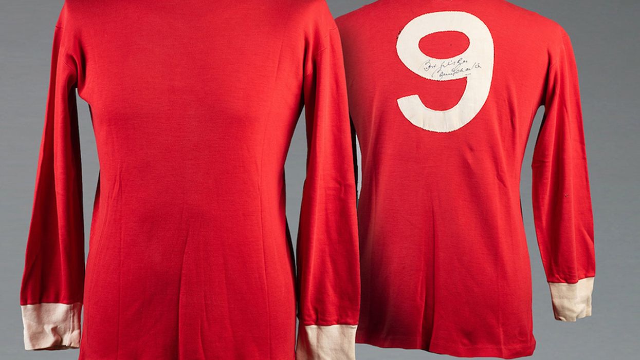A signed Bobby Charlton Manchester United No 9 shirt circa 1965, part of football fan Bryan Horsnell’s lifetime collection of memorabilia (Graham Budd Auctions/PA)