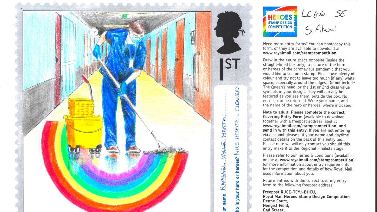 A stamp designed by Raphael Valle Martin, aged 13, from Tunbridge Wells Grammar School for Boys (Royal Mail/PA)