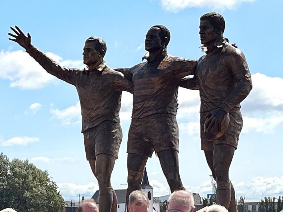 Three Welsh rugby ‘codebreakers’ immortalised by statue in Cardiff Bay