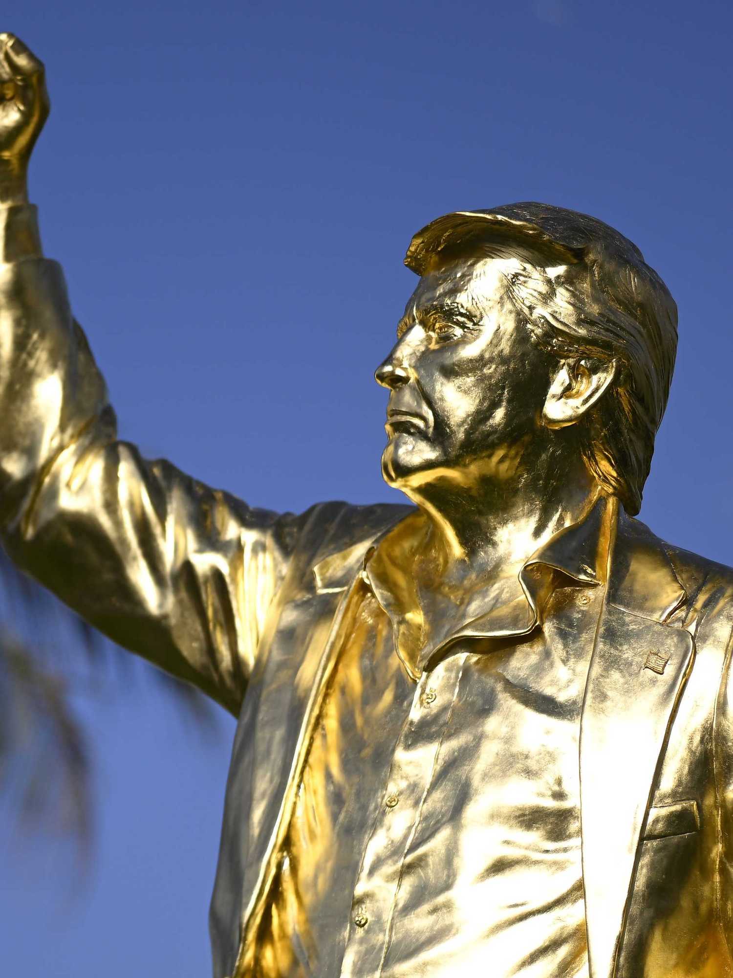 A statue of President Donald Trump is seen near the ninth tee during the first round of the Cadillac Championship 2026 at Trump National Doral Miami on April 30, 2026 in Doral, Florida