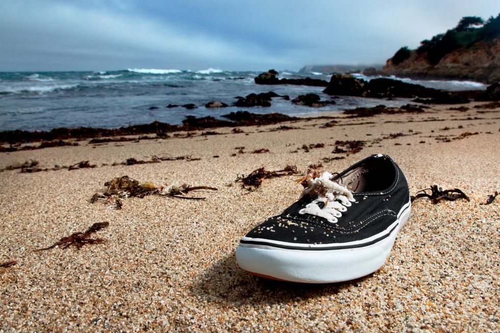 A stock image of a shoe on a beach