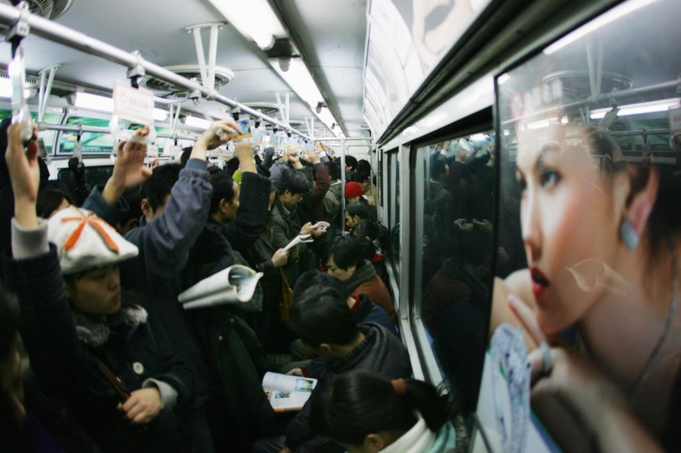 A subway train in Beijing,12 December 2007