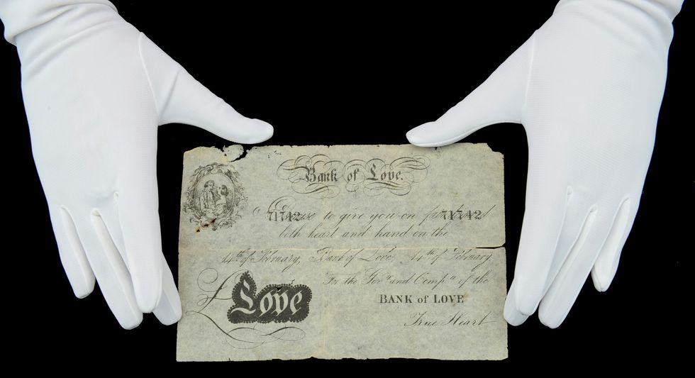 Valentine’s Day ‘banknotes’ from 19th century to go under the hammer