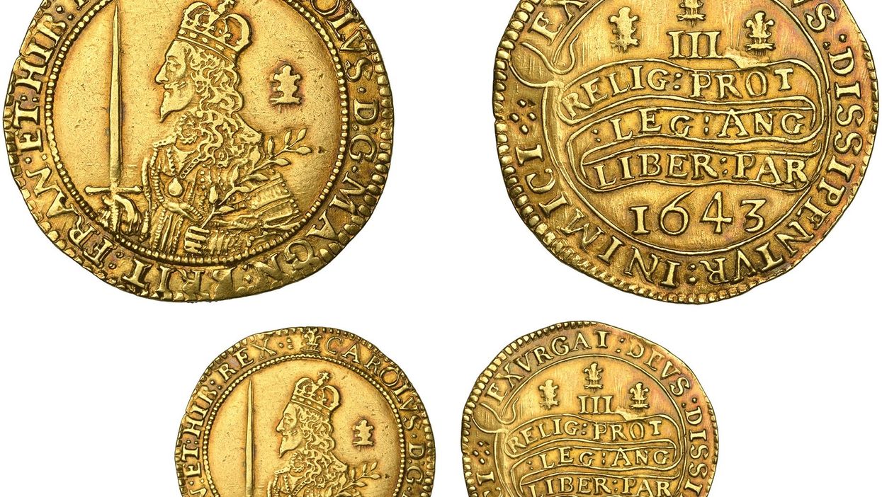 A very rare large gold coin from the reign of Charles I is expected to fetch £50,000 when it is sold at auction (Dix Noonan Webb/PA)