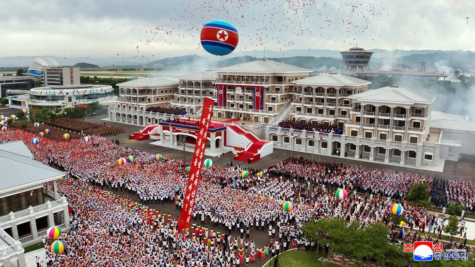 A view of the a ceremony marking the opening of the Wonsan Kalma Coastal Tourist Zone in Wonsan, North Korea, 24 June 2025