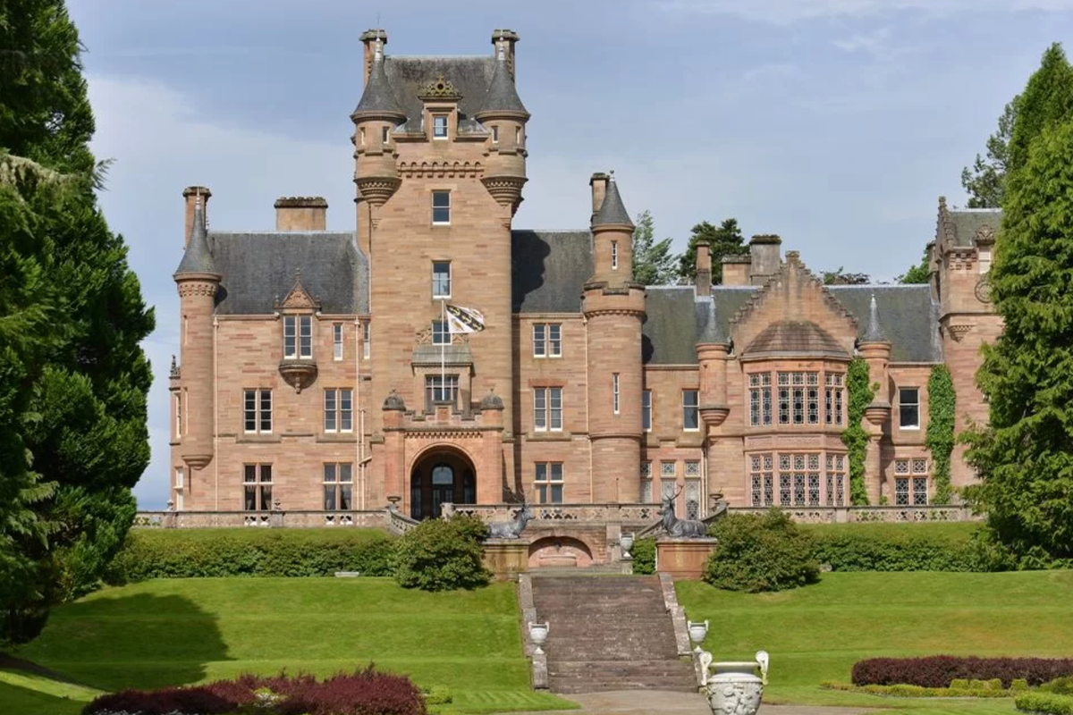 A view of the exterior of Ardross Castle in the sunlight