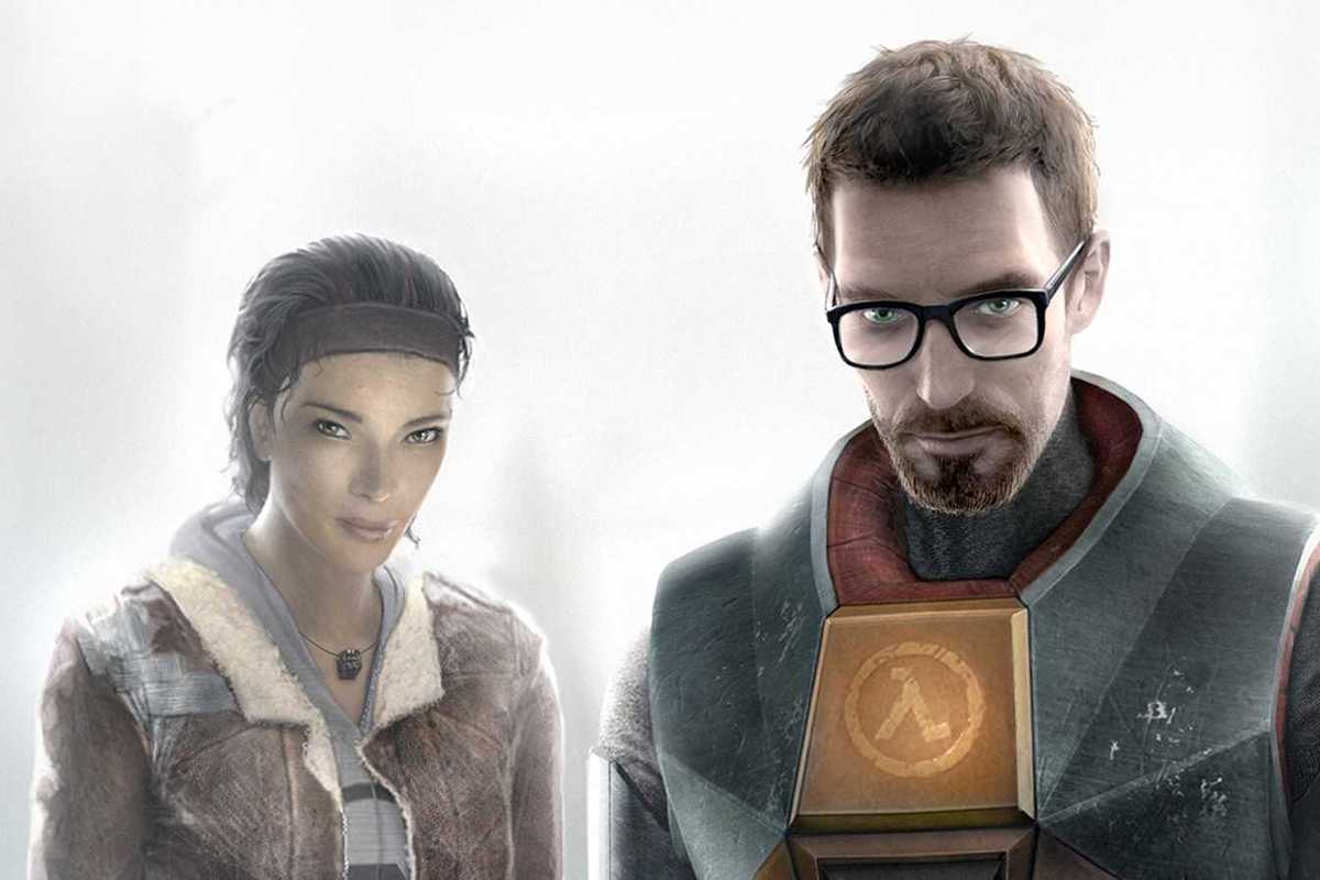 A wallpaper of Alyx Vance and Gordon Freeman from Half-Life 2
