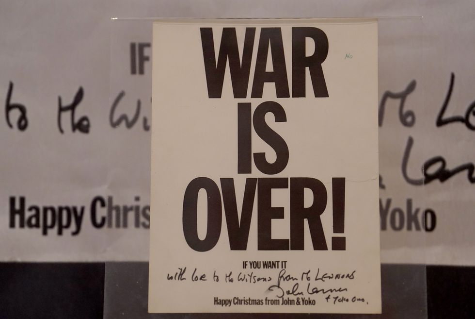 ‘War is Over’ card sent from John Lennon to Harold Wilson goes on display