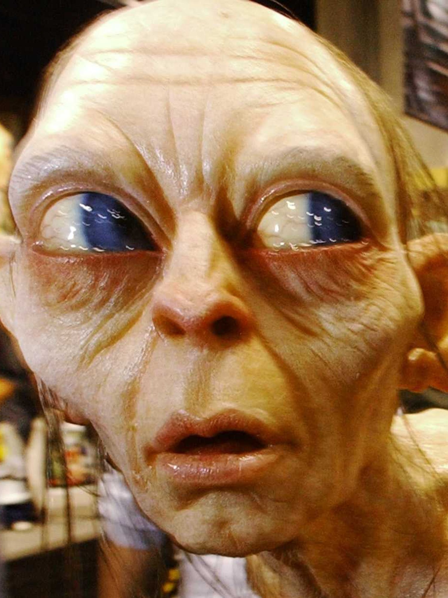 A wax version of Gollum from "The Lord of the Rings" sits on display at the Comic-Con International Convention being held at the San Diego Convention Center July 18, 2003 in San Diego, California