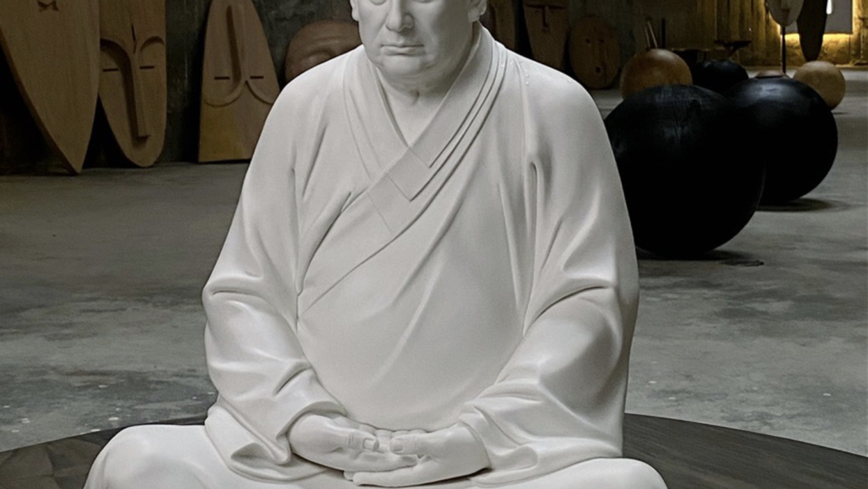 A white porcelain statue of Donald Trump posed like the Buddha is available on the Chinese shopping website Taobao.